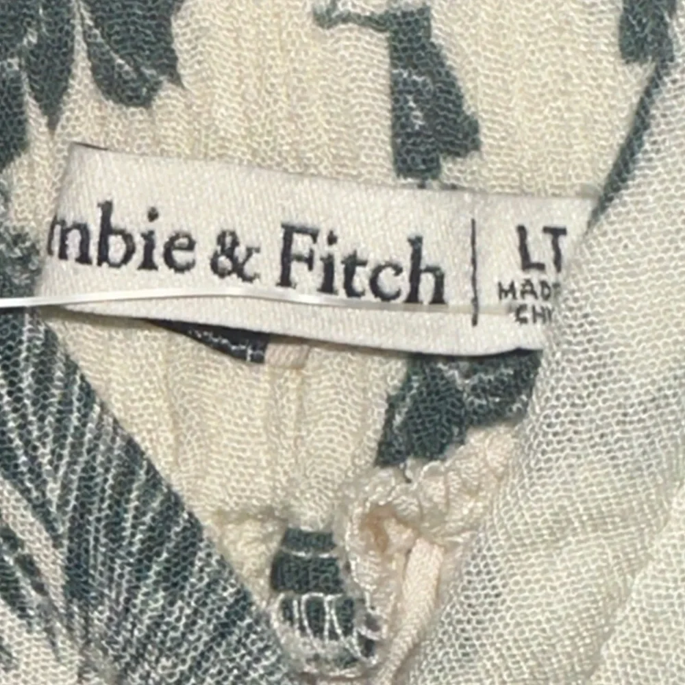 Abercrombie & Fitch Cream Maxi Dress with Dark Green Floral Print